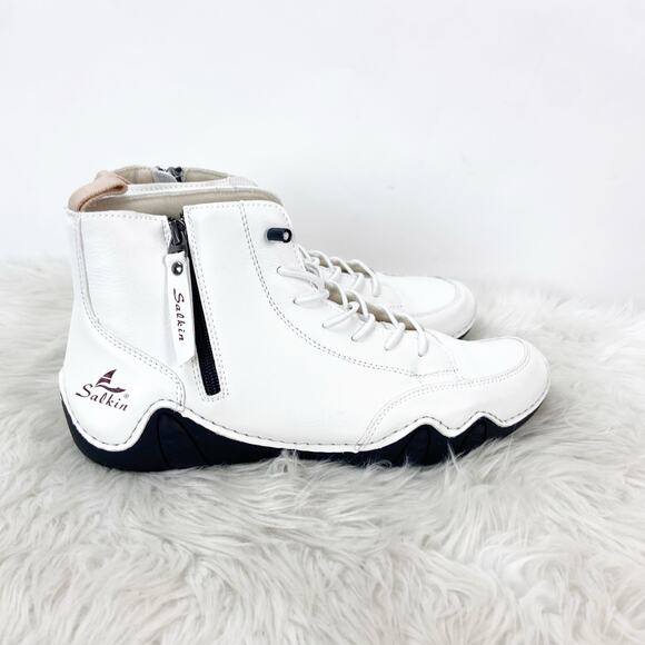 Salkin 3.0 Barefoot Boots Mens Size 44 US 10 NWOB White Faux Leather Ankle Shoes - Picture 3 of 14